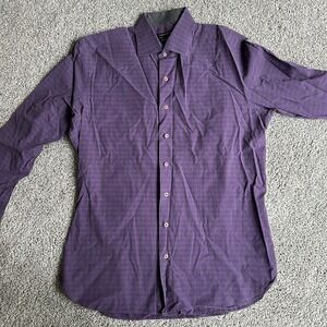 Hammer Made Dress Shirt Italian Fabric Blue Plaid Size 41 / 16 EUC